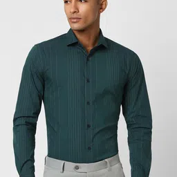 Peter England Slim Fit Vertical Striped Spread Collar Formal Shirt-image-38