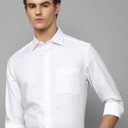 Louis Philippe Gods & Kings Self Design Slim Fit Giza Cotton Formal Shirt-image-59