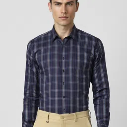 Van Heusen Checked Slim Fit Cotton Opaque Formal Shirt-image-73