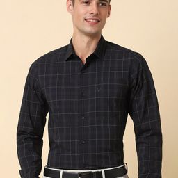 Allen Solly Slim Fit Windowpane Checks Spread Collar Opaque Formal Shirt-image-33
