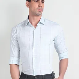 Arrow Windowpane Checked Slim Fit Opaque Cotton Formal Shirt-picture-55