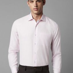 Louis Philippe Checked Spread Collar Pure Cotton Formal Shirt-picture-39