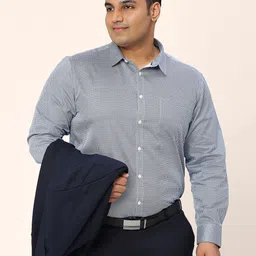 Sztori Plus Size Relaxed Micro Checks Checked Cotton Formal Shirt-picture-25