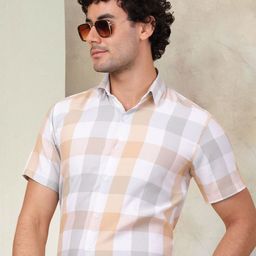 Indian Needle Classic Buffalo Checks Opaque Pure Cotton Formal Shirt-image-39
