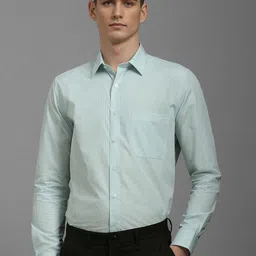 Louis Philippe Men Spread Collar Textured Cotton Formal Shirt-image-80