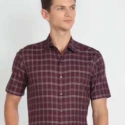 Arrow  Checked Spread Collar Twill Weave Pure Cotton Formal Shirt-picture-46