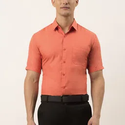 JAINISH Men Peach-Coloured Standard Formal Shirt-image-1