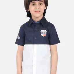 One Friday Boys Navy Blue & White Comfort Colourblocked Casual Shirt-image-69