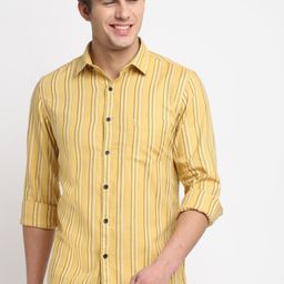 Cantabil Men Mustard Original Striped Casual Shirt-picture-10