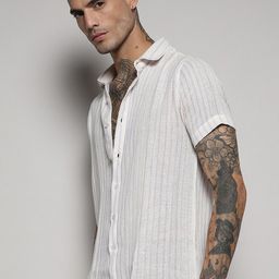 Campus Sutra Classic Vertical Stripes Opaque Casual Shirt-image-7