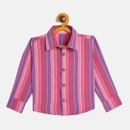 JWAAQ Boys Relaxed Fit Vertical Striped Cotton Casual Shirt-image-55