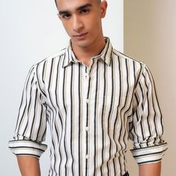 HIGHLANDER Slim Fit Striped Cotton Casual Shirt-image-80