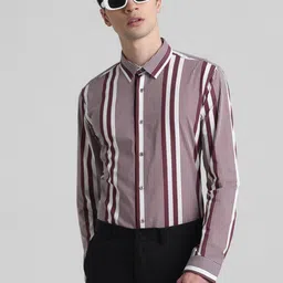 Jack & Jones Slim Fit Vertical Striped Pure Cotton Formal Shirt-image-76