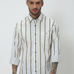 Mufti Slim Fit Striped Cotton Linen Casual Shirt-image-95