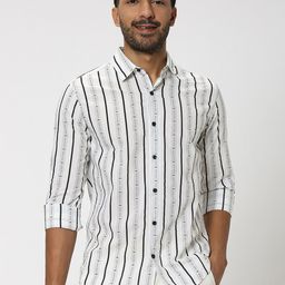 Mufti Slim Fit Striped Pure Cotton Casual Shirt-image-75
