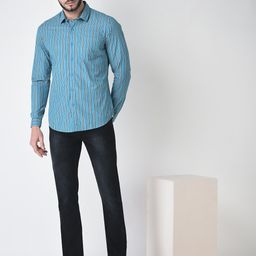 Numero Uno Slim Fit Striped Printed Spread Collar Cotton Casual Shirt-image-11
