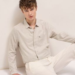 THE BEAR HOUSE Men Spread Collar Vertical Striped Cotton Casual Shirt-picture-38