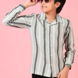 V-Mart Boys Cuban Collar Vertical Striped Cotton Casual Shirt-picture-25