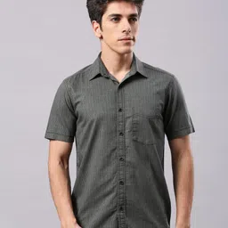 Klub Fox Men Slim Fit Micro Checks Opaque Striped Casual Shirt-image-38