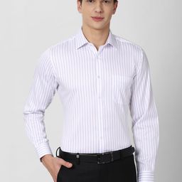 Van Heusen Men White Striped Pure Cotton Formal Shirt-image-91