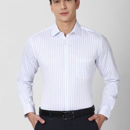 Van Heusen Men White Striped Pure Cotton Formal Shirt-image-132