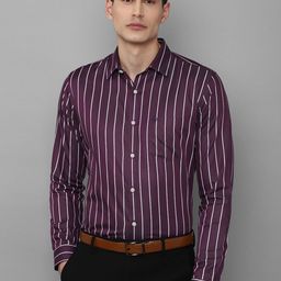 Allen Solly Men Purple Slim Fit Striped Pure cotton Formal Shirt-image-66