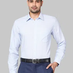 Park Avenue Men Blue Striped Formal Shirt-image-96