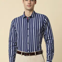 Allen Solly Striped Slim Fit Cotton Spread Collar Curved Formal Shirt-image-15
