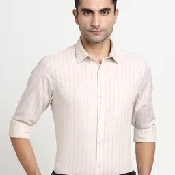 Turtle Cotton Modern Slim Fit Opaque Striped Formal Shirt-image-44