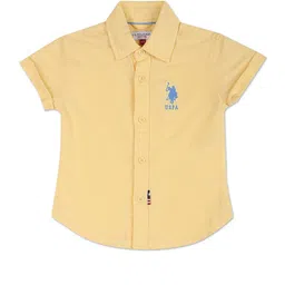 U.S. Polo Assn. Kids Boys Spread Collar Cotton Linen Casual Shirt-picture-45
