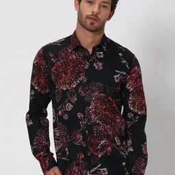 Mufti Slim Fit Floral Printed Pure Cotton Casual Shirt-picture-31