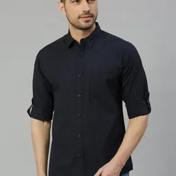 HERE&NOW Premium Twill Slim Fit Pure Cotton Casual Shirt-image-47