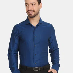Blackberrys Men Blue Self Design Slim Fit Pure Cotton Formal Shirt-image-87