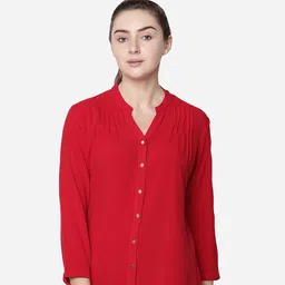 IDENTITI Women Red Standard Slim Fit Casual Shirt-picture-36