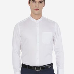 METAL Men White Solid Tight Slim Fit Cotton Formal Shirt-image-78
