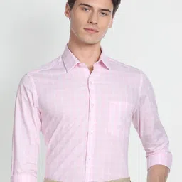 Arrow Checked Spread Collar Pure Cotton Casual Shirt-picture-46