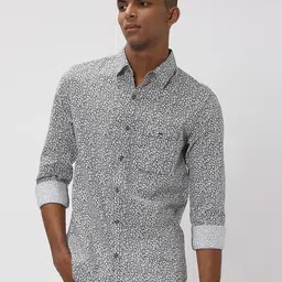 Mufti Trim Slim Fit Floral Printed Casual Cotton Linen Shirt-image-79
