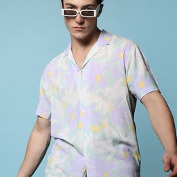 Campus Sutra Spread Collar Pastel Floral Classic Printed Casual Shirt-image-61