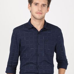 Lee Men Slim Fit Windowpane Checks Casual Cotton Shirt-image-7