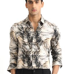 RARE RABBIT Men Haussman Off White Grey Slim Fit Printed Shirt-picture-11