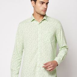 Crimsoune Club Men Green Comfort Floral Printed Casual Shirt-image-92