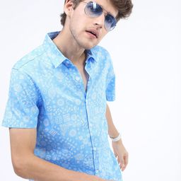 KETCH Men Blue Slim Fit Floral Printed Casual Shirt-image-91