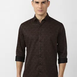 V Dot Men Brown Slim Fit Floral Printed Casual Shirt-image-37