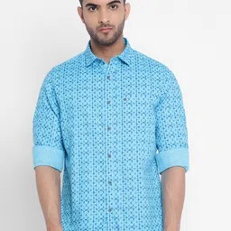 Turtle Men Blue Slim Fit Printed Casual Shirt-image-83