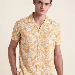 Dennis Lingo Floral Printed Cuban Collar Pure Cotton Casual Shirt-image-63