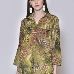 250 DESIGNS Women Olive Green Animal Printed Casual Shirt-picture-45