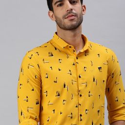 SHOWOFF Men Mustard Comfort Printed Casual Shirt-image-94