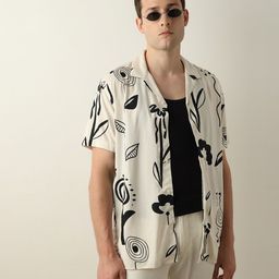SELECTED Floral Printed Cuban Collar Casual Shirt-image-8