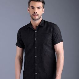 FILO HEVIS Textured Self Design Spread Collar Classic Regular Fit Casual Shirt-image-25