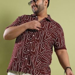 Instafab Plus Plus Size Classic Fit Abstract Printed Spread Collar Casual Cotton Shirt-image-68